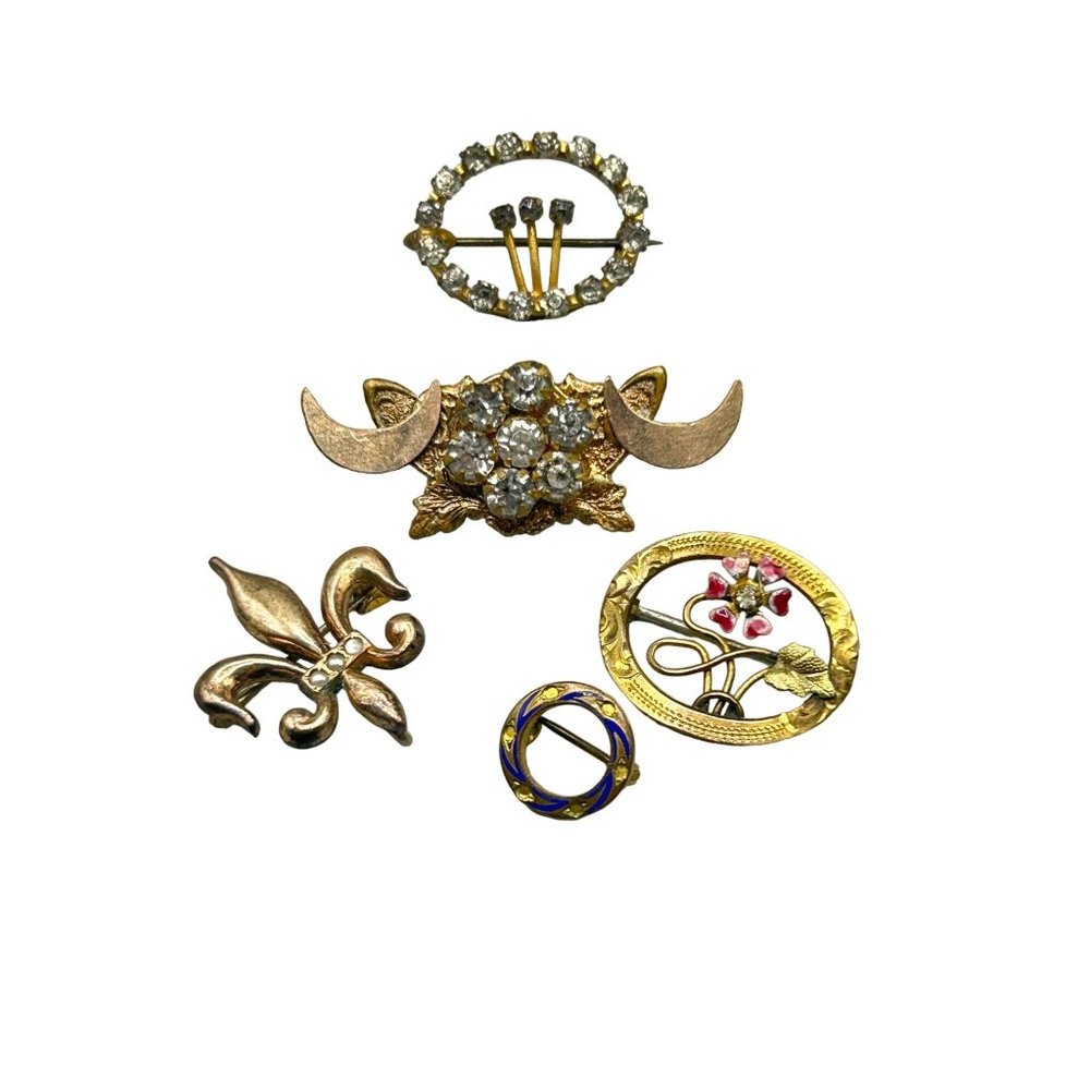 Antique Victorian Small Pins Collection Petite Dainty Gold Filled Brooches Pins